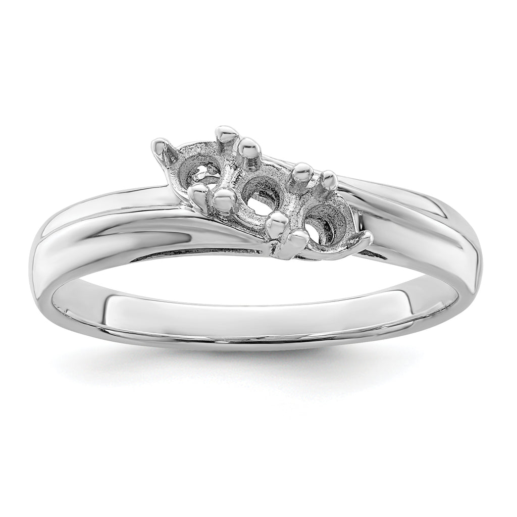 14k White Gold Genuine 3 Stone Mother's Ring - 7 / Genuine