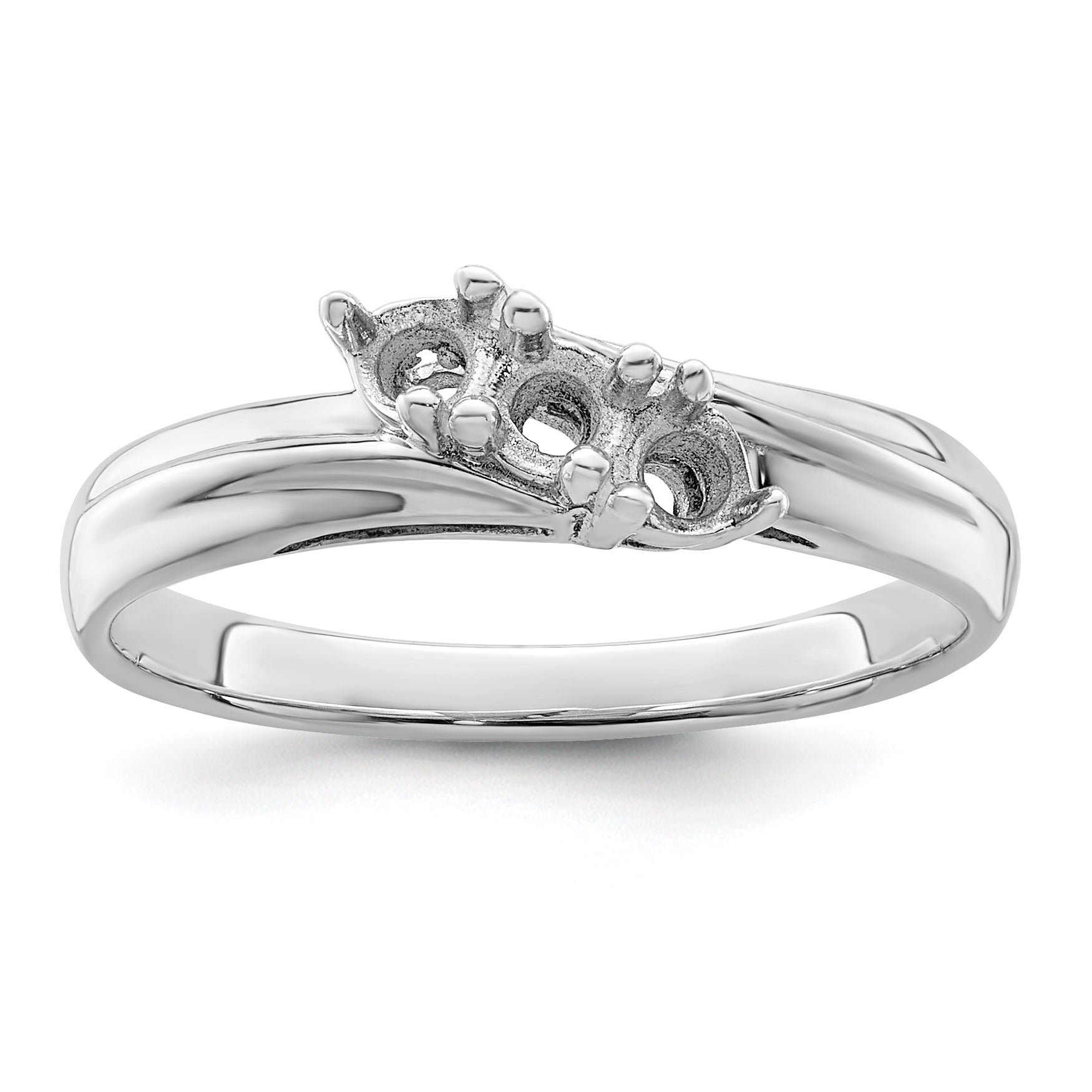 14k White Gold Genuine 3 Stone Mother's Ring - 7 / Genuine