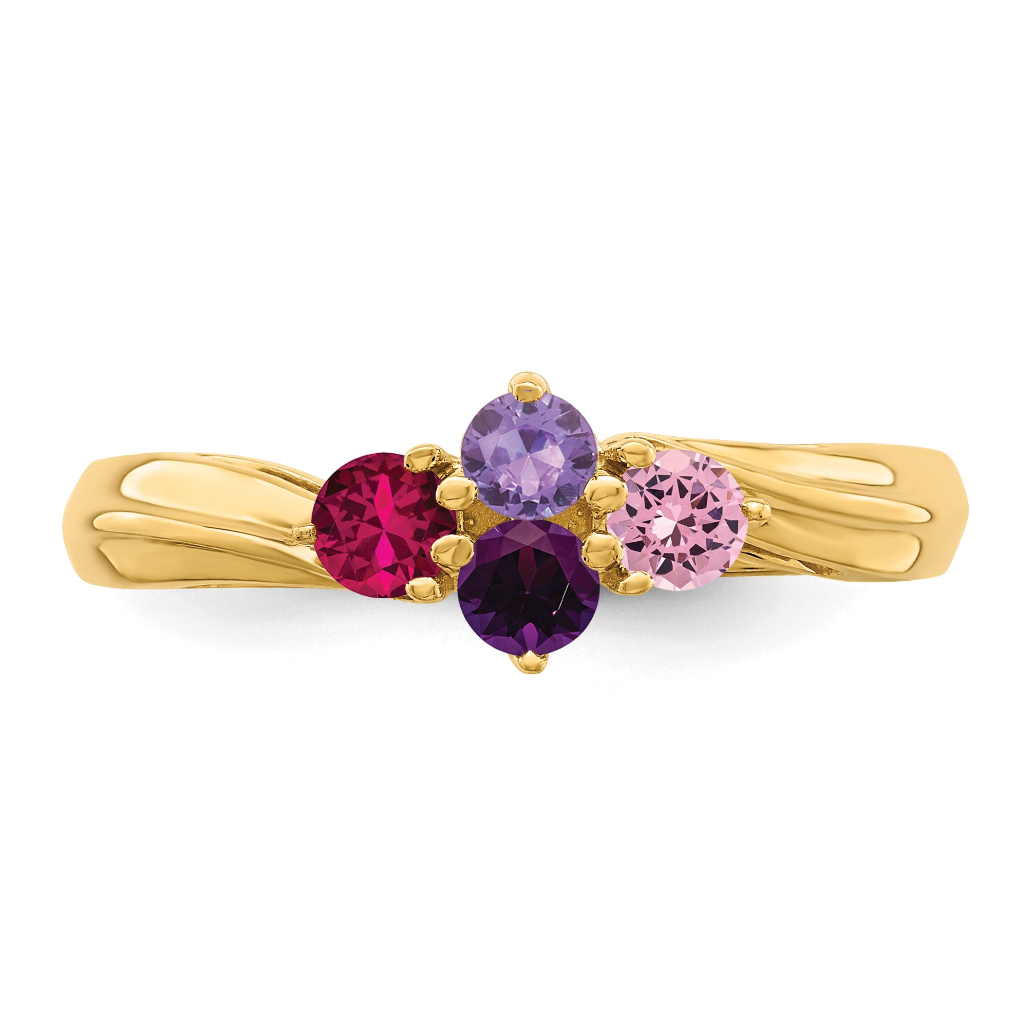 14k Genuine 4 Stone Mother's Ring - 7 / Genuine