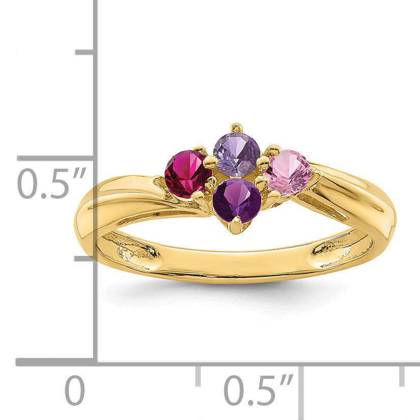 14k Genuine 4 Stone Mother's Ring - 7 / Genuine