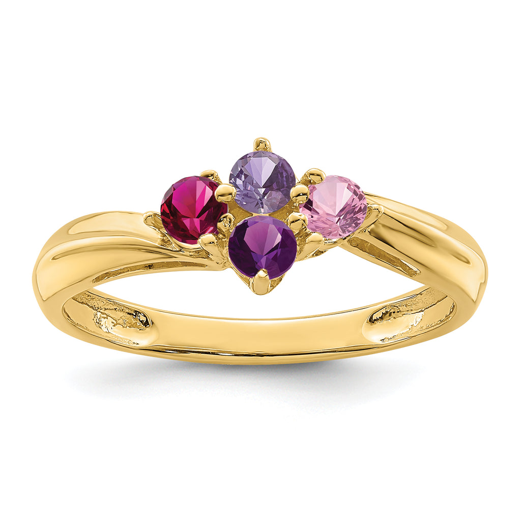 14k Genuine 4 Stone Mother's Ring - 7 / Genuine