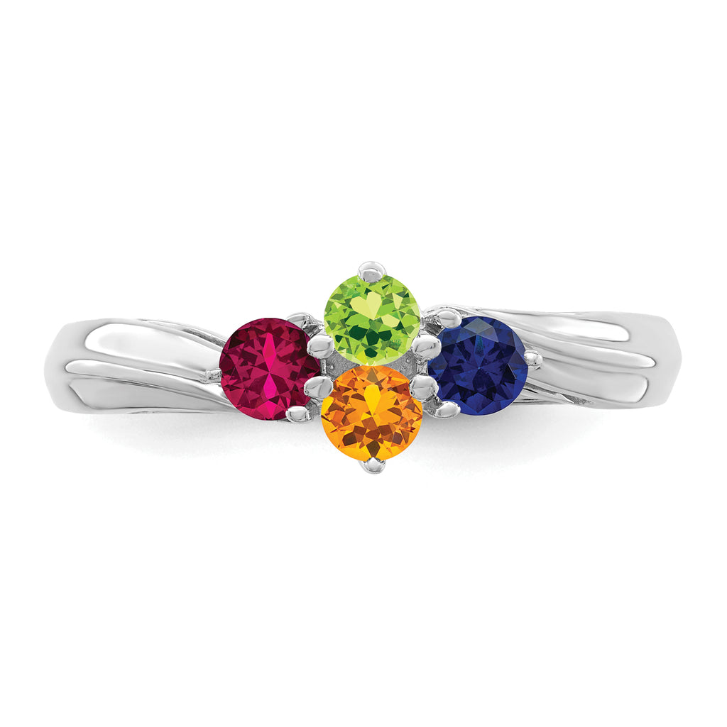 14k White Gold Family Jewelry Ring - 7 / Genuine