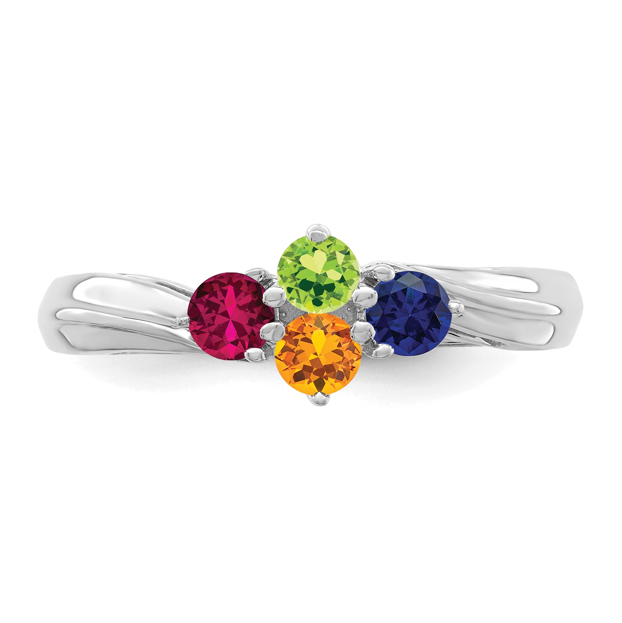 14k White Gold Family Jewelry Ring - 7 / Genuine