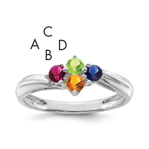 14k White Gold Family Jewelry Ring - 7 / Genuine