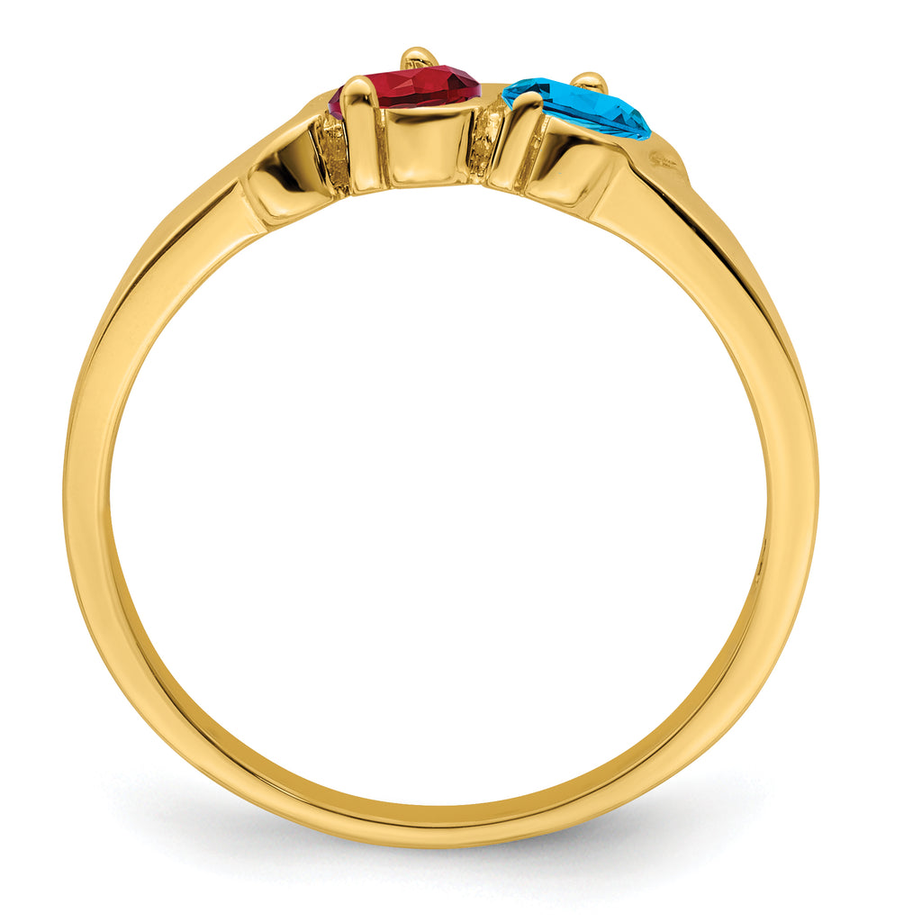 14k Genuine 2 Stone Mother's Ring - 7 / Genuine