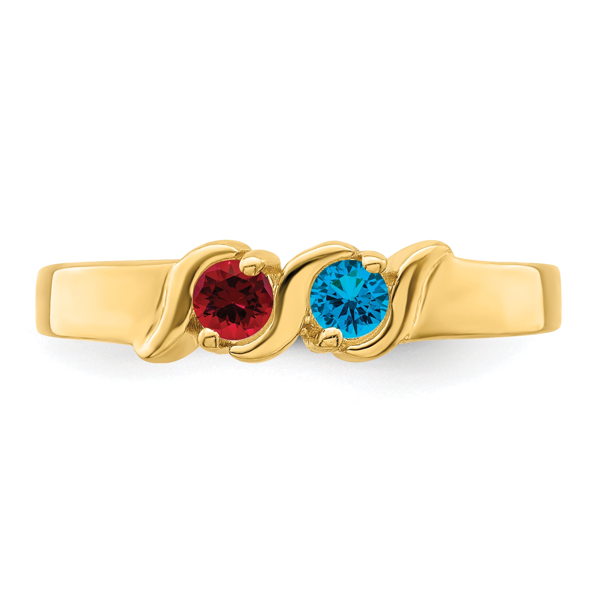 14k Genuine 2 Stone Mother's Ring - 7 / Genuine