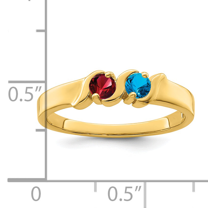14k Genuine 2 Stone Mother's Ring - 7 / Genuine