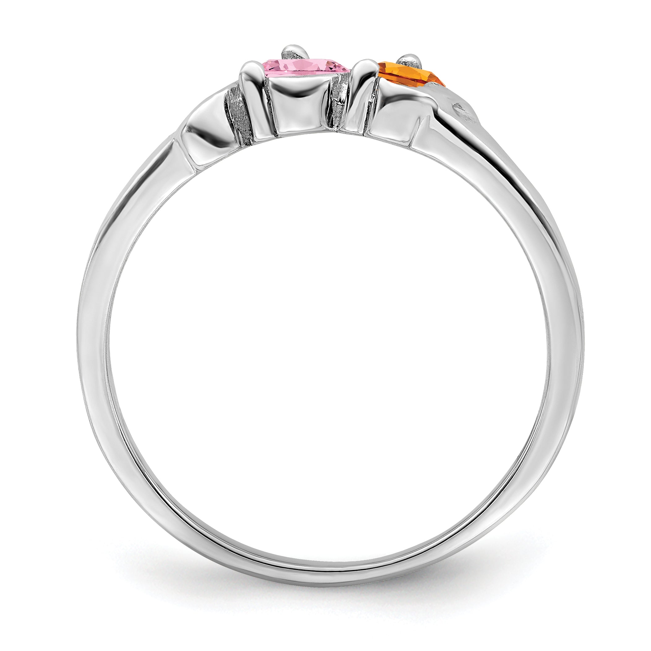14k White Gold Genuine 2 Stone Mother's Ring - 7 / Genuine