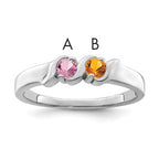 14k White Gold Genuine 2 Stone Mother's Ring - 7 / Genuine