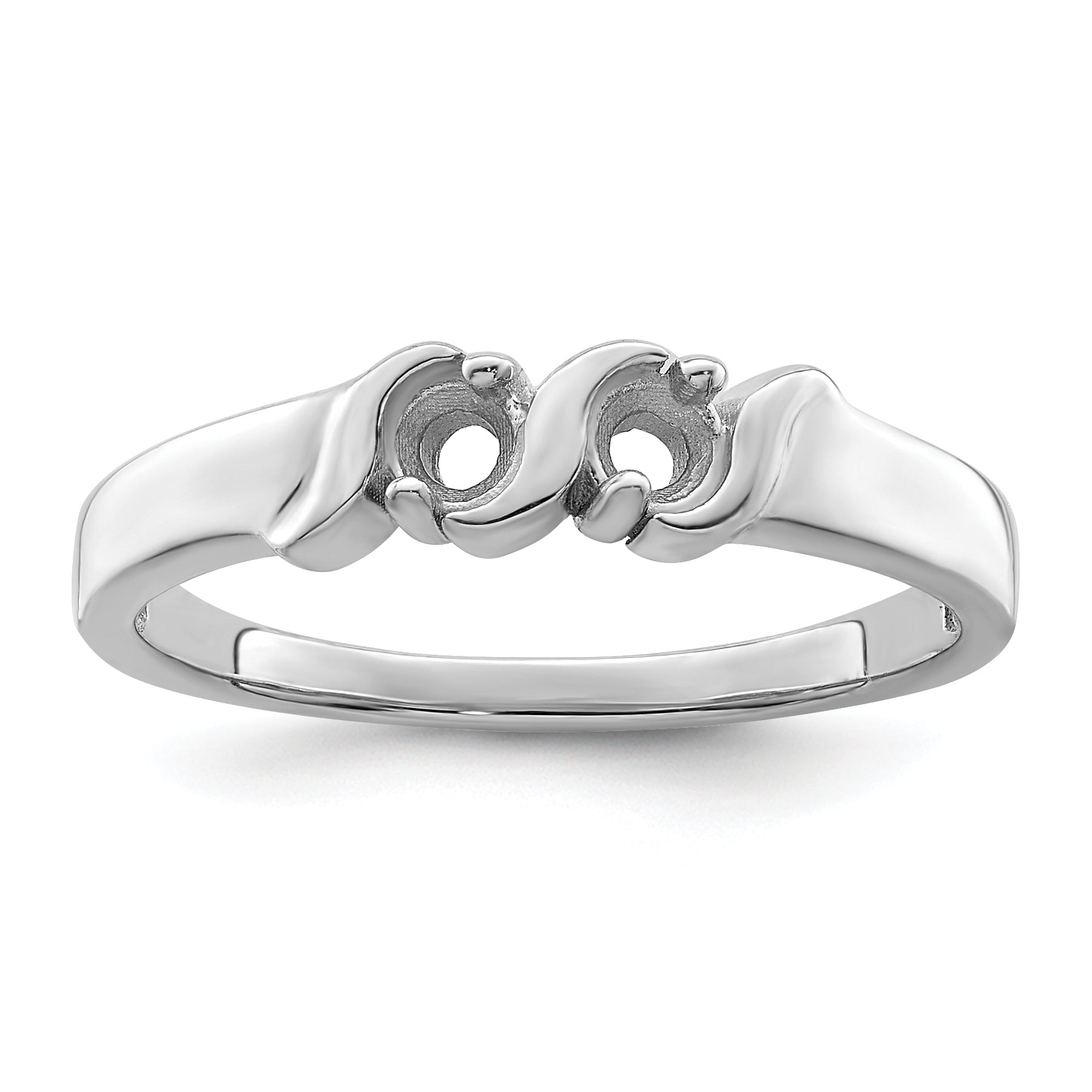 14k White Gold Genuine 2 Stone Mother's Ring - 7 / Genuine