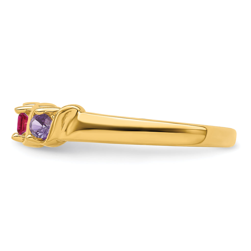 14k Genuine 3 Stone Mother's Ring - 7 / Genuine