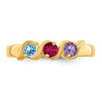 14k Genuine 3 Stone Mother's Ring - 7 / Genuine