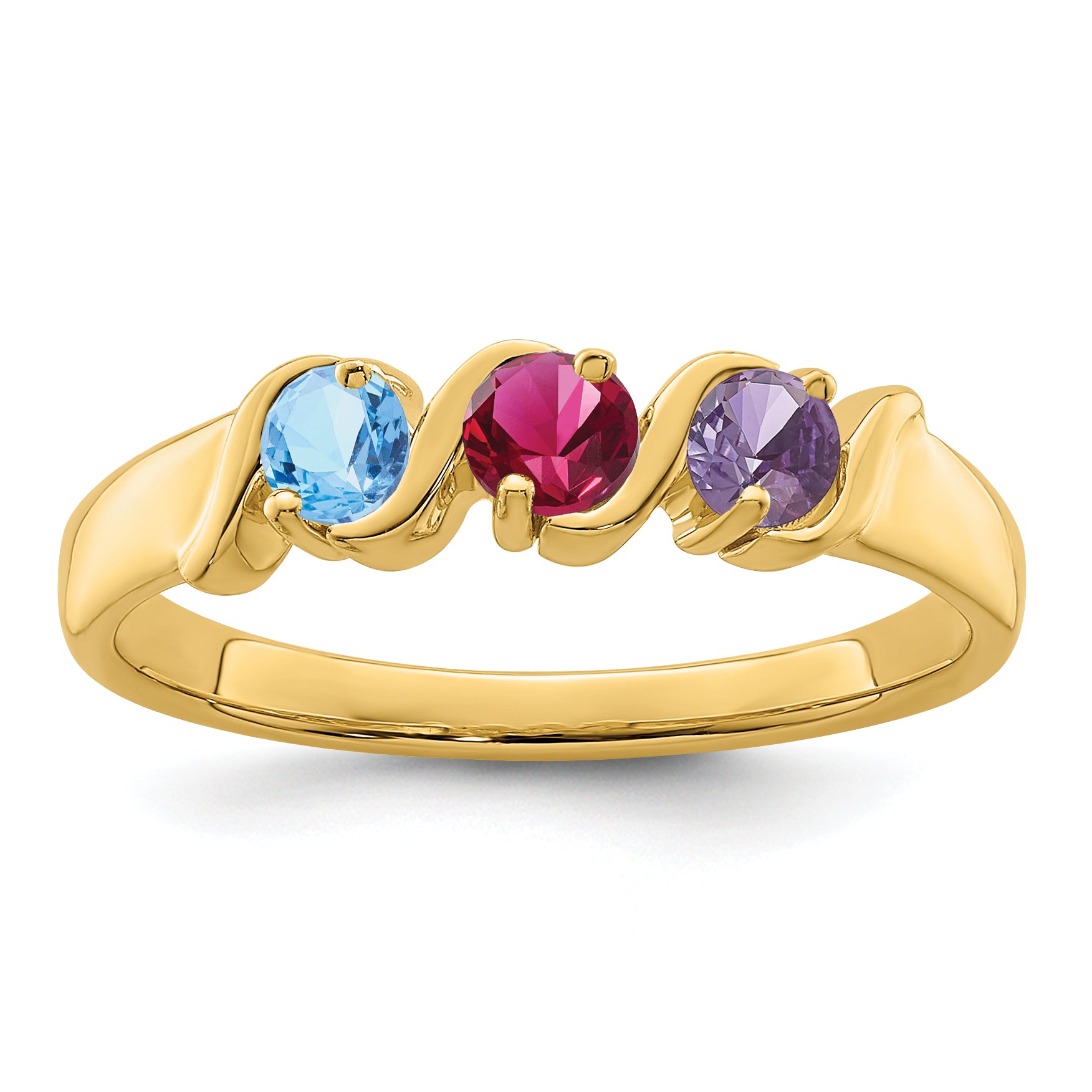 14k Genuine 3 Stone Mother's Ring - 7 / Genuine Secondary image