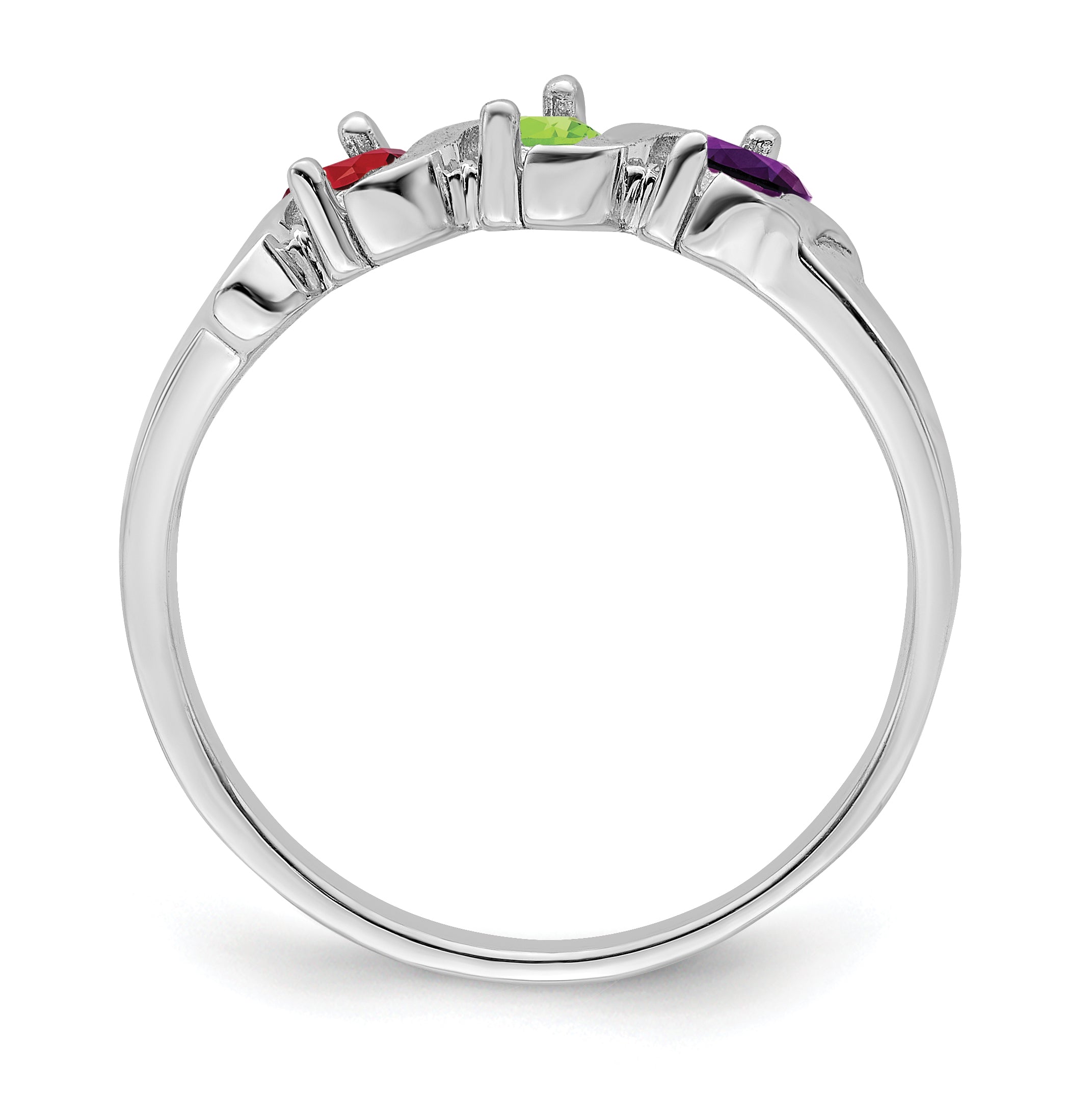 14k White Gold Synthetic Family Jewelry Ring