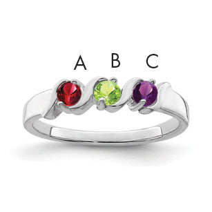 14k White Gold Synthetic Family Jewelry Ring