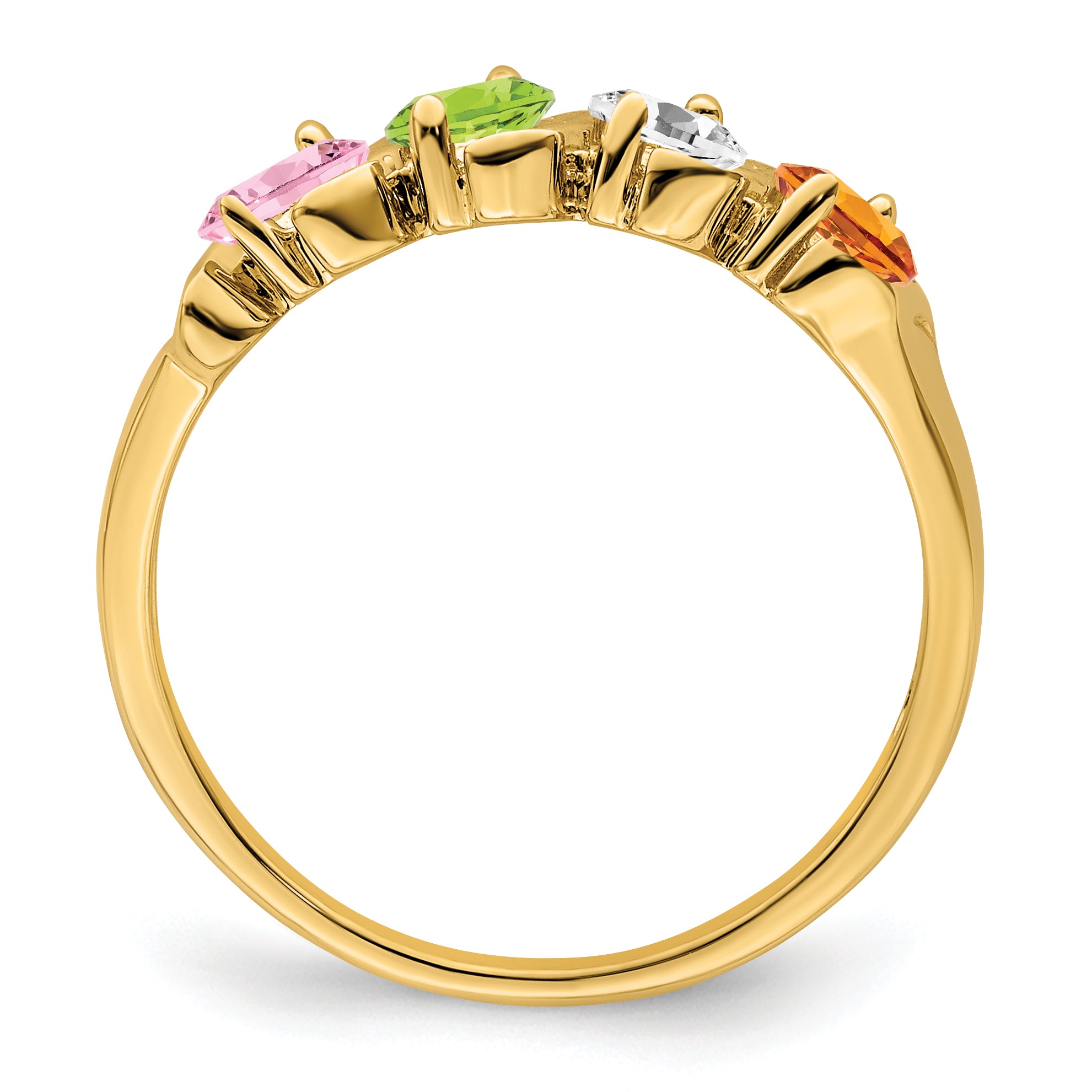 14k Genuine 4 Stone Mother's Ring - 7 / Genuine