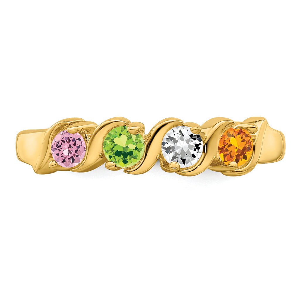 14k Genuine 4 Stone Mother's Ring - 7 / Genuine