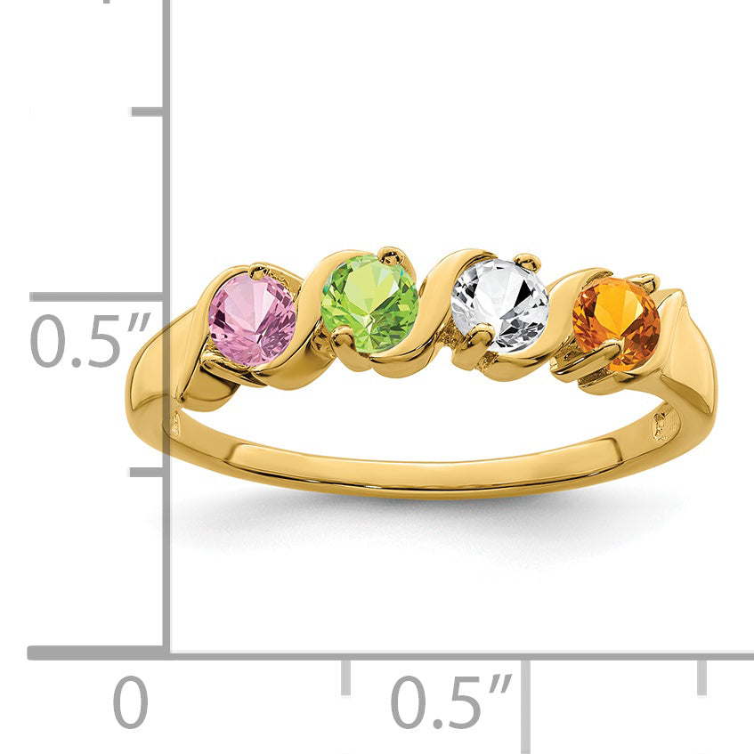 14k Genuine 4 Stone Mother's Ring - 7 / Genuine
