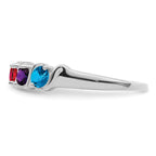 14k White Gold Genuine 4 Stone Mother's Ring - 7 / Genuine