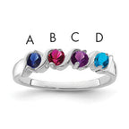 14k White Gold Genuine 4 Stone Mother's Ring - 7 / Genuine