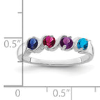 14k White Gold Genuine 4 Stone Mother's Ring - 7 / Genuine