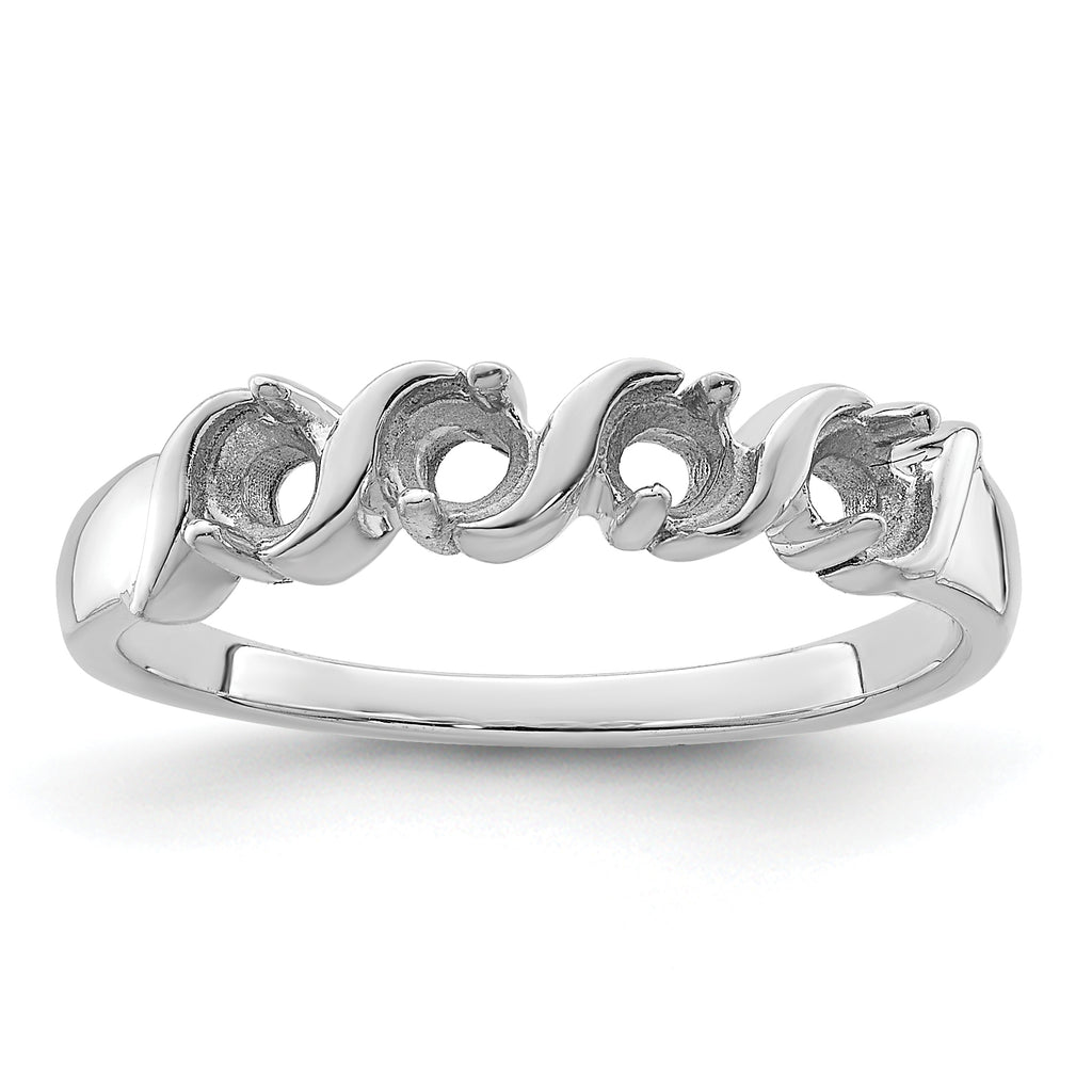 14k White Gold Genuine 4 Stone Mother's Ring - 7 / Genuine