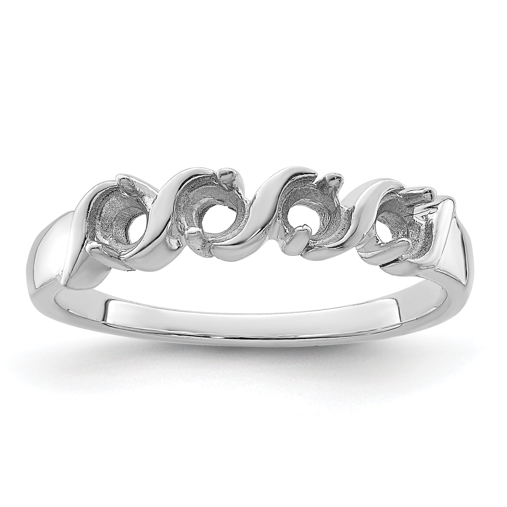 14k White Gold Genuine 4 Stone Mother's Ring - 7 / Genuine
