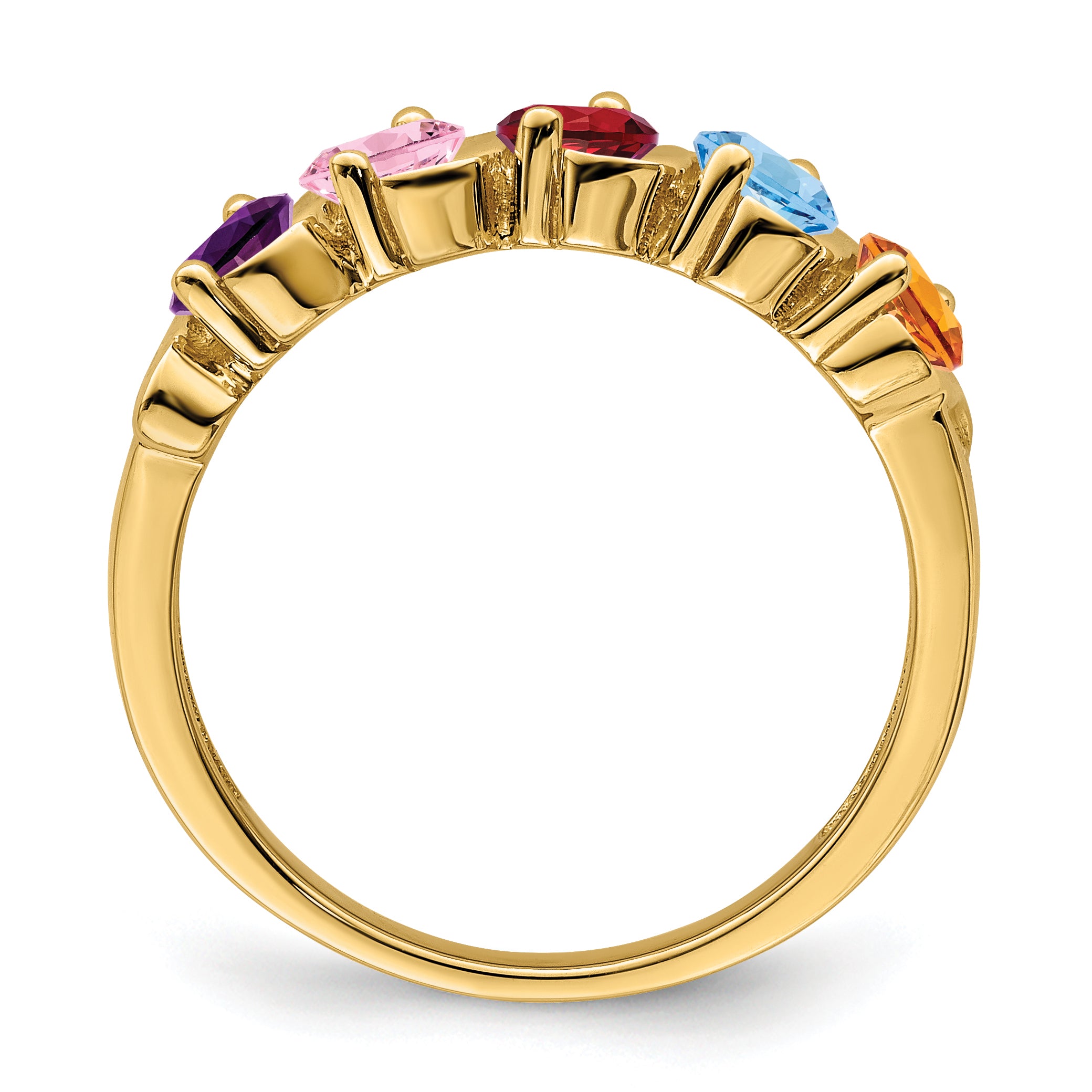 14k Genuine 5 Stone Mother's Ring - 7 / Genuine