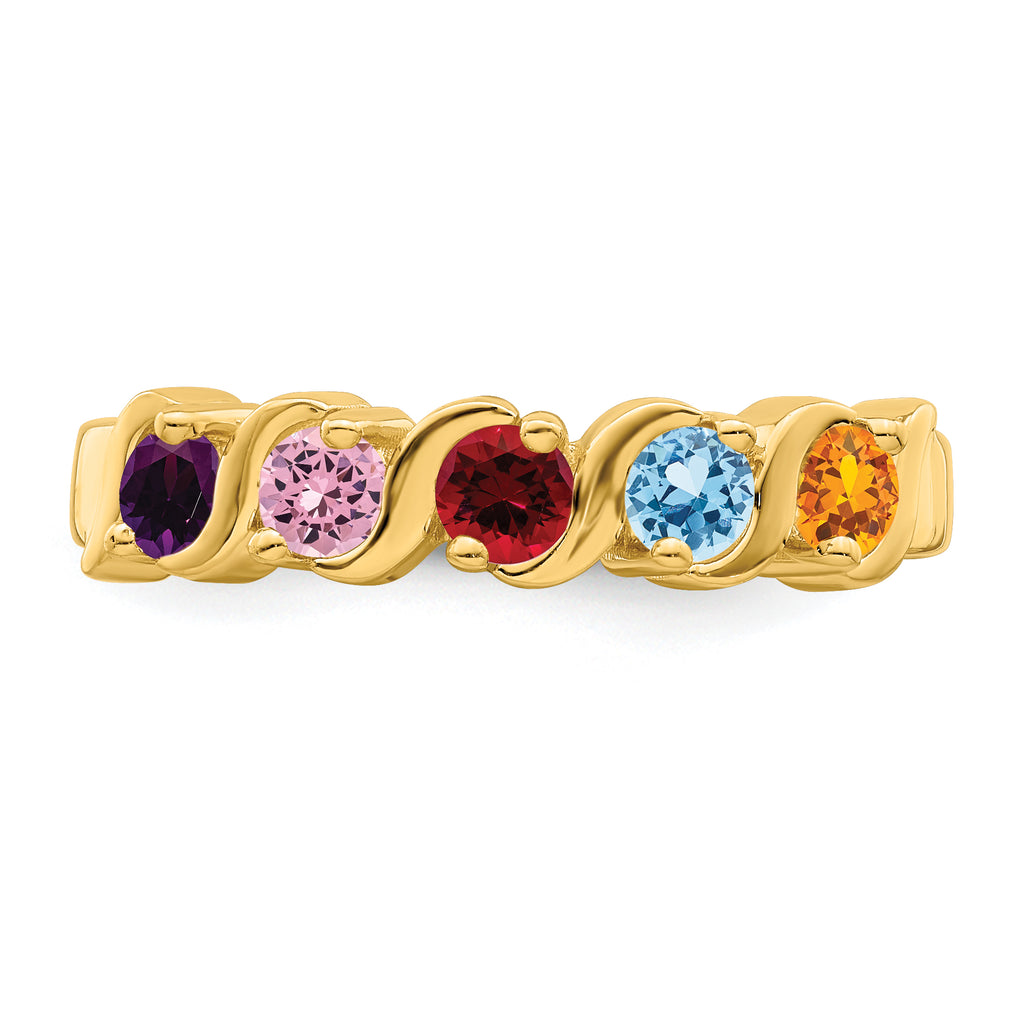 14k Genuine 5 Stone Mother's Ring - 7 / Genuine