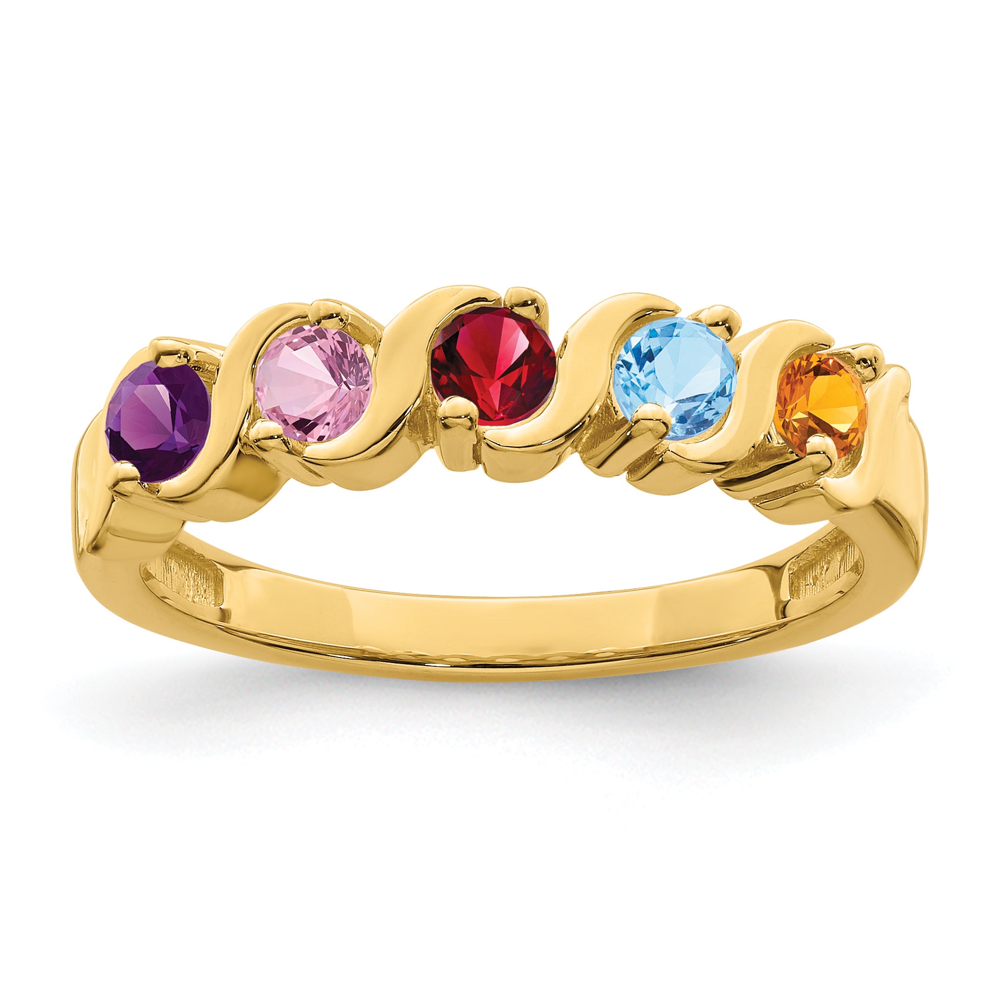 14k Genuine 5 Stone Mother's Ring - 7 / Genuine Secondary image