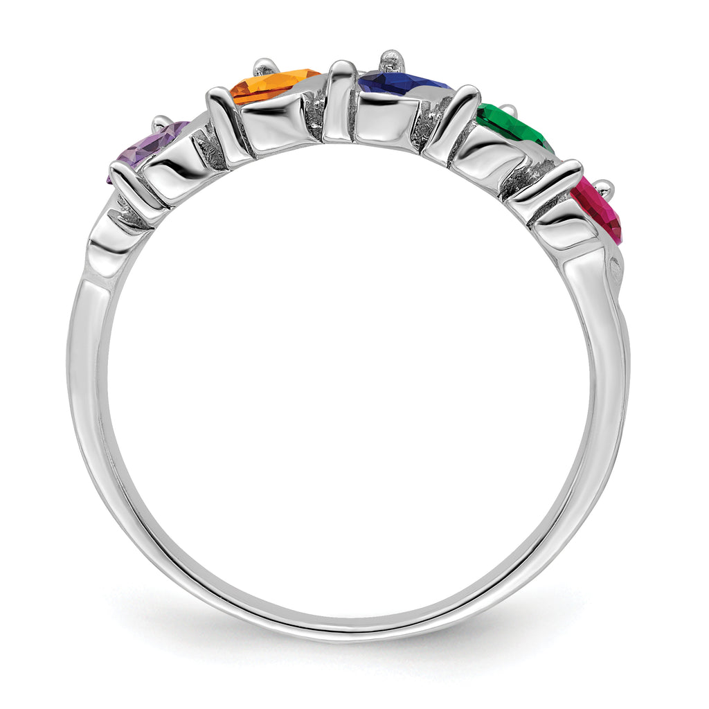 14k White Gold Genuine 5 Stone Mother's Ring - 7 / Genuine
