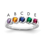 14k White Gold Genuine 5 Stone Mother's Ring - 7 / Genuine