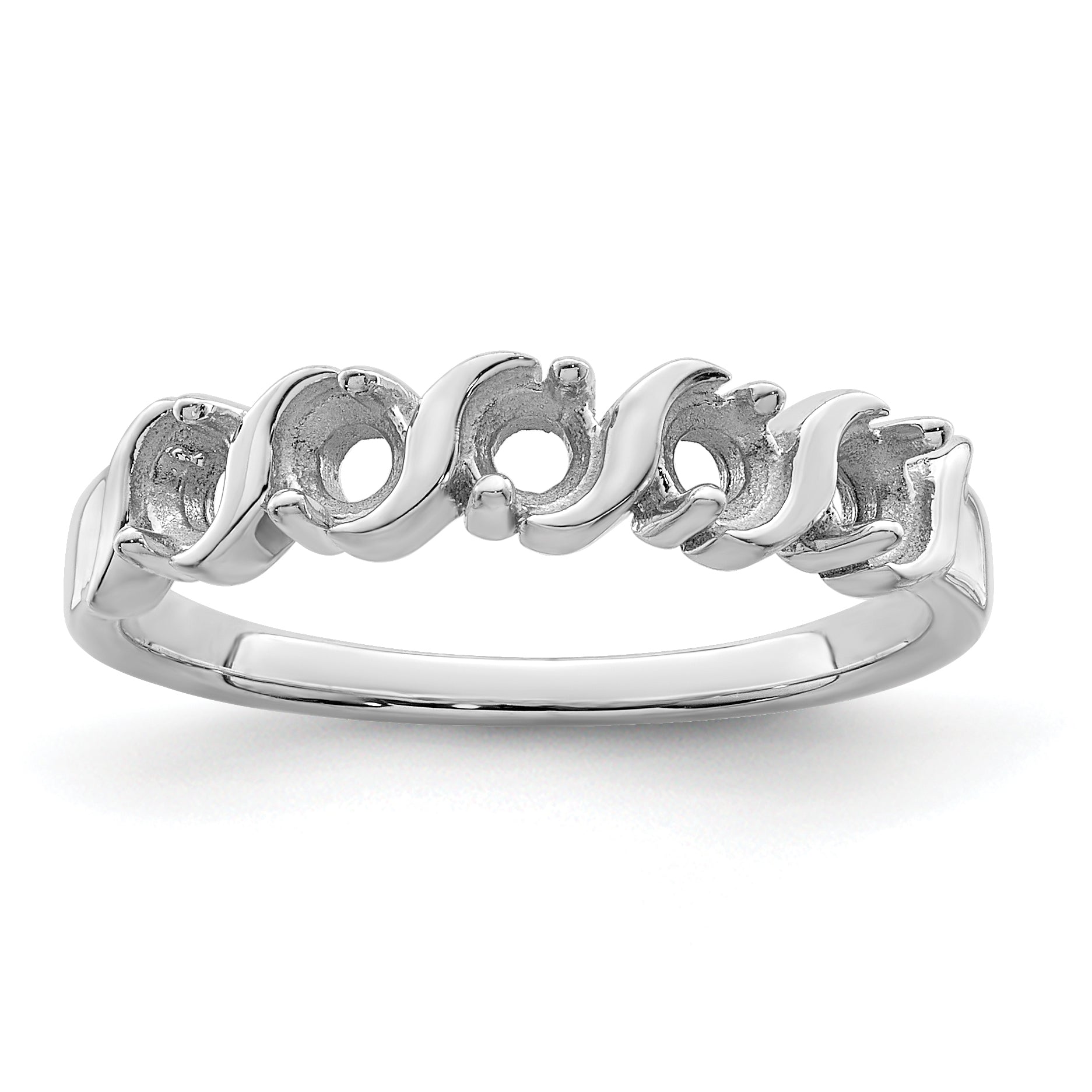 14k White Gold Genuine 5 Stone Mother's Ring - 7 / Genuine