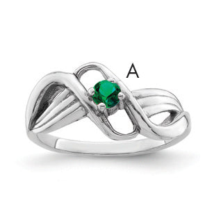 14k White Gold Genuine 1 Stone Mother's Ring - 7 / Genuine