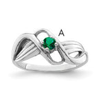 14k White Gold Genuine 1 Stone Mother's Ring - 7 / Genuine
