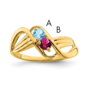 14k Synthetic 2 stone Family Jewelry Ring