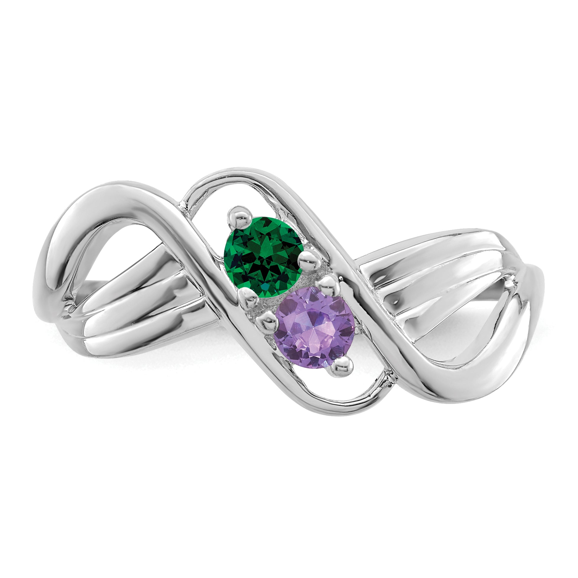 14k White Gold Family Jewelry Ring - 7 / Genuine