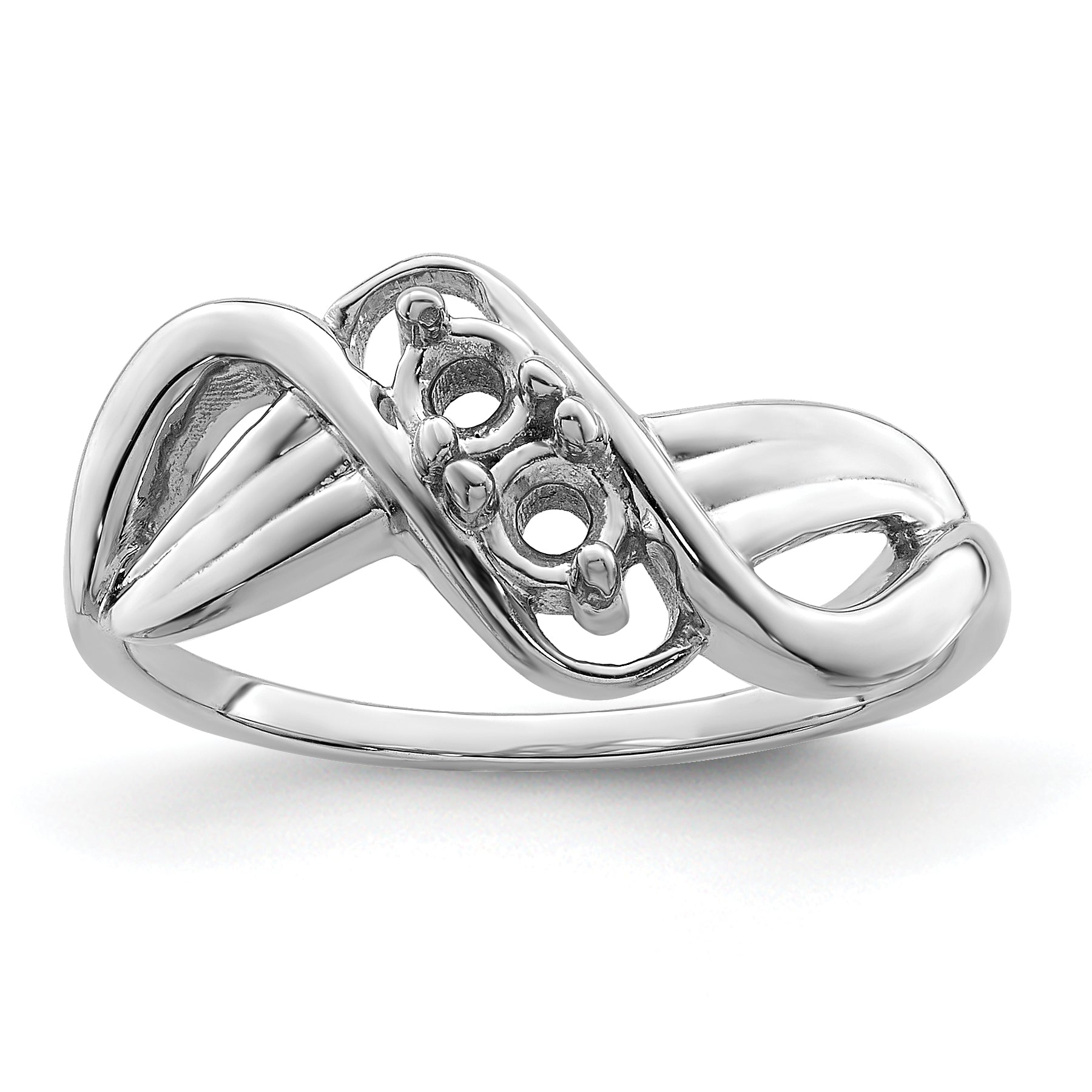 14k White Gold Family Jewelry Ring - 7 / Genuine
