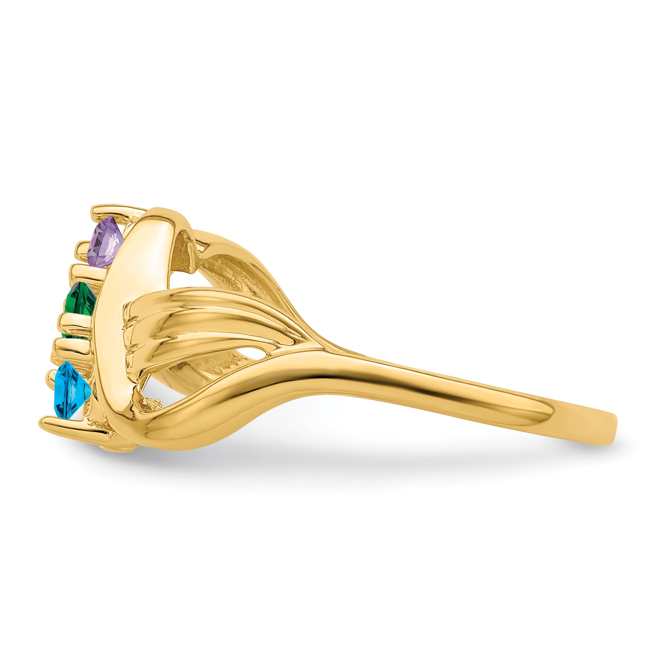 14k Genuine 3 Stone Mother's Ring - 7 / Genuine