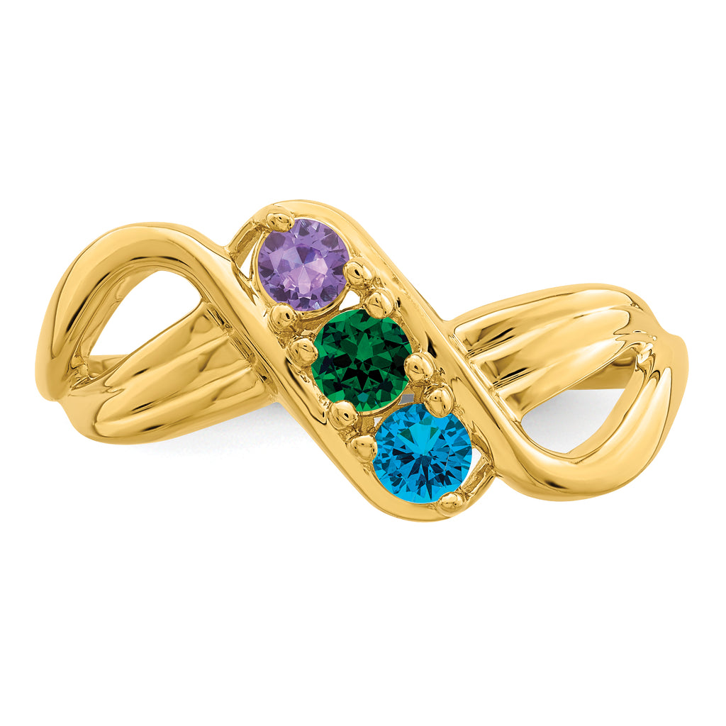 14k Genuine 3 Stone Mother's Ring - 7 / Genuine