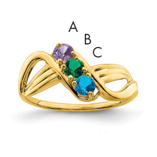 14k Synthetic 3 stone Family Jewelry Ring Main image