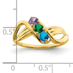 14k Genuine 3 Stone Mother's Ring - 7 / Genuine