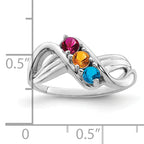 14k White Gold Genuine 3 Stone Mother's Ring - 7 / Genuine