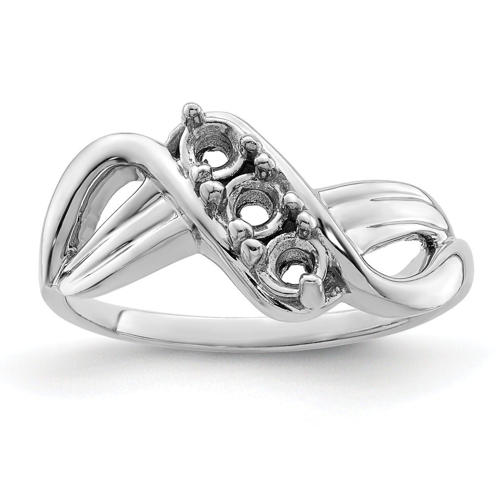 14k White Gold Genuine 3 Stone Mother's Ring - 7 / Genuine