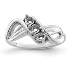 14k White Gold Genuine 3 Stone Mother's Ring - 7 / Genuine