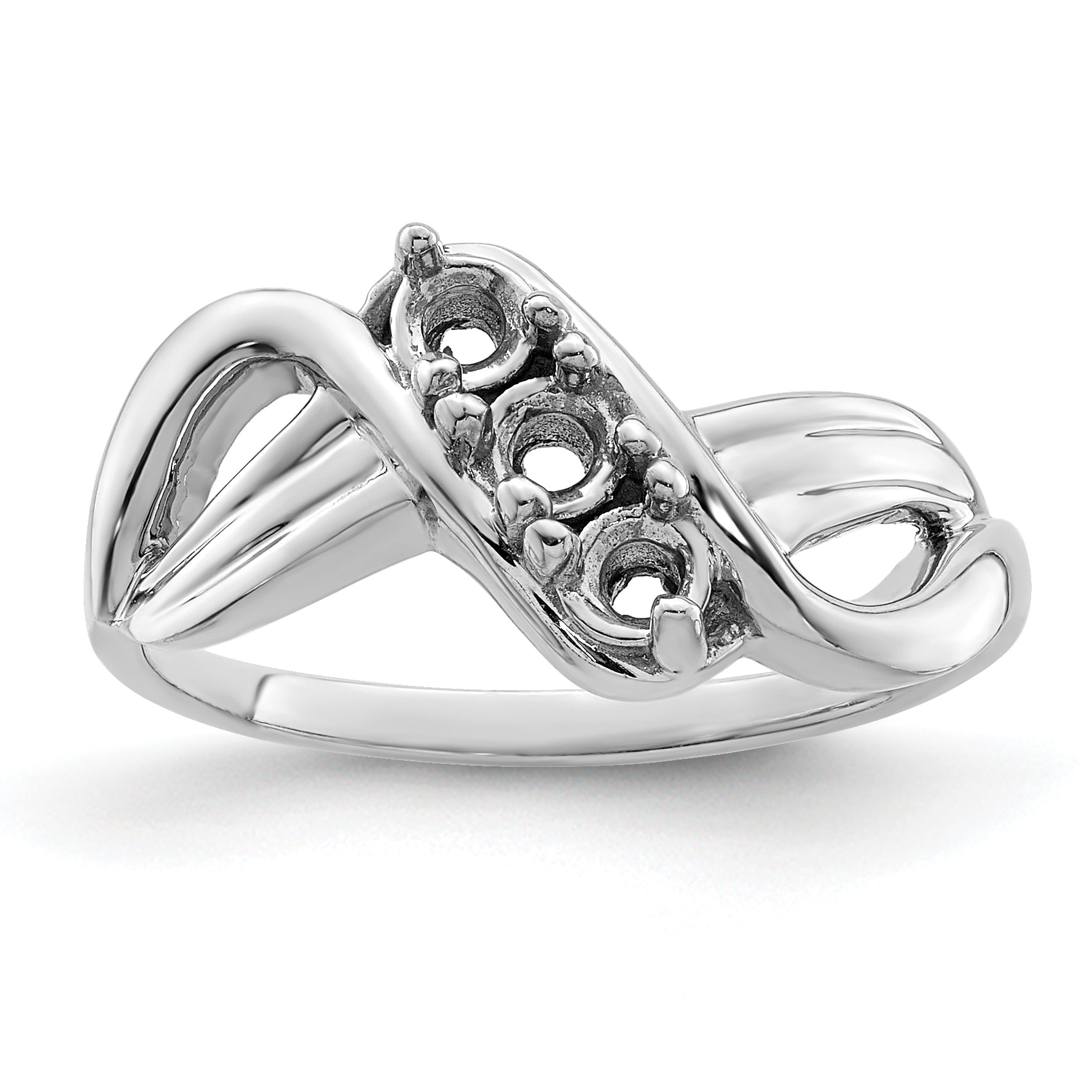 14k White Gold Genuine 3 Stone Mother's Ring - 7 / Genuine