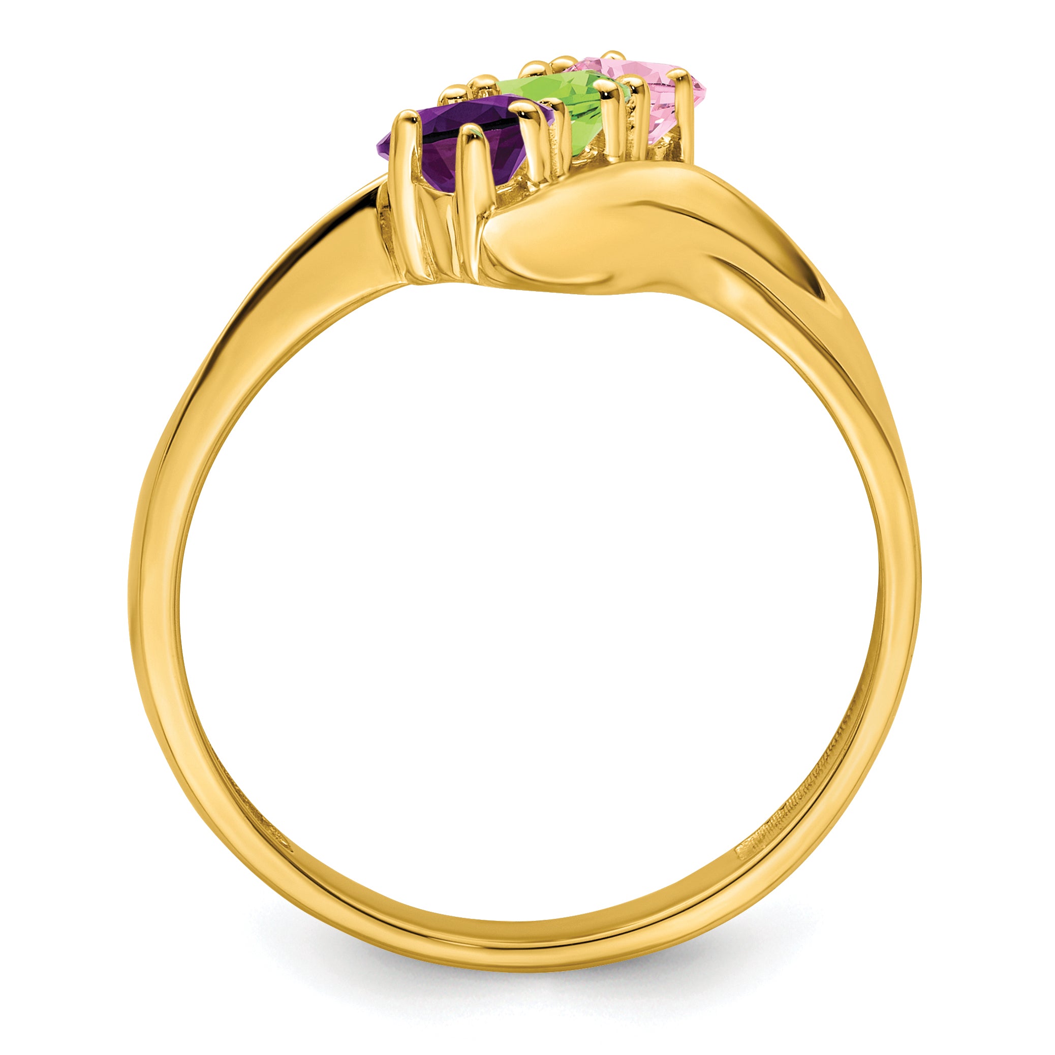 14k Genuine 3 Stone Mother's Ring - 7 / Genuine