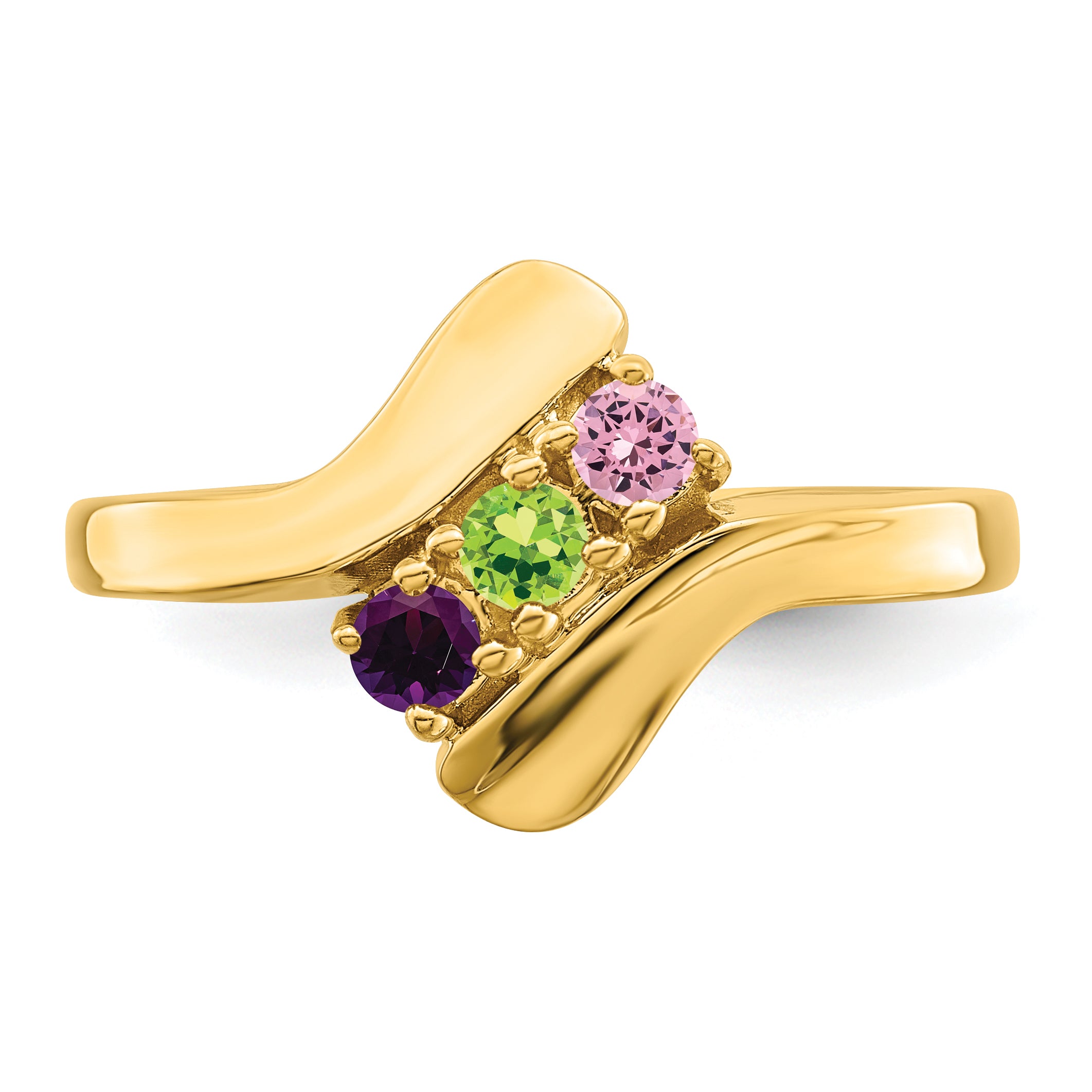 14k Genuine 3 Stone Mother's Ring - 7 / Genuine