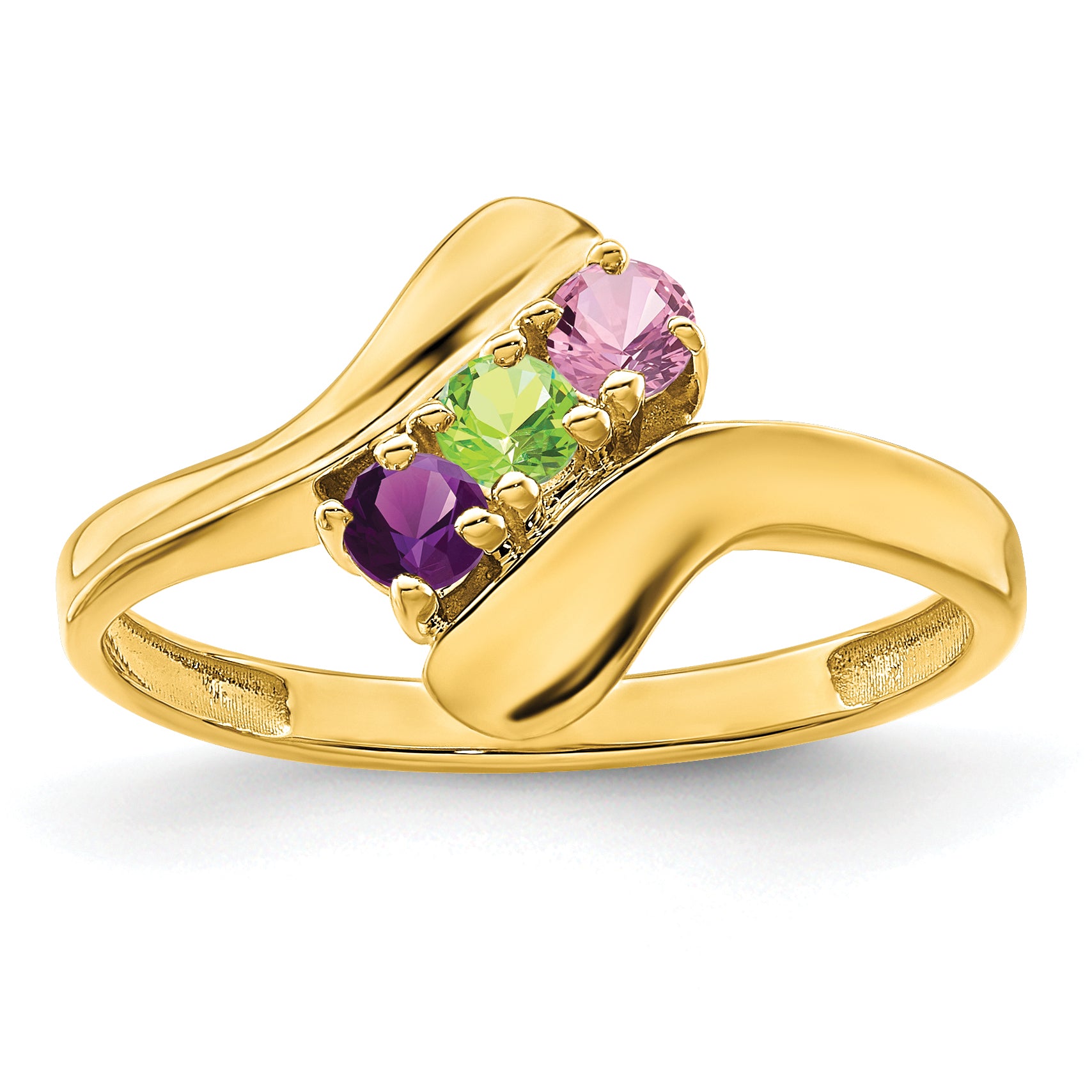 14k Genuine 3 Stone Mother's Ring - 7 / Genuine Secondary image