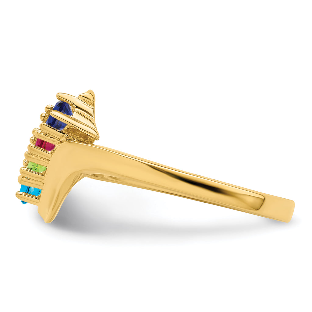 14k Genuine 4 Stone Mother's Ring - 7 / Genuine